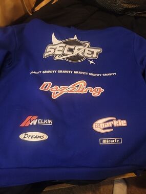 Blue Graphic Hoodie with White & Red Logos